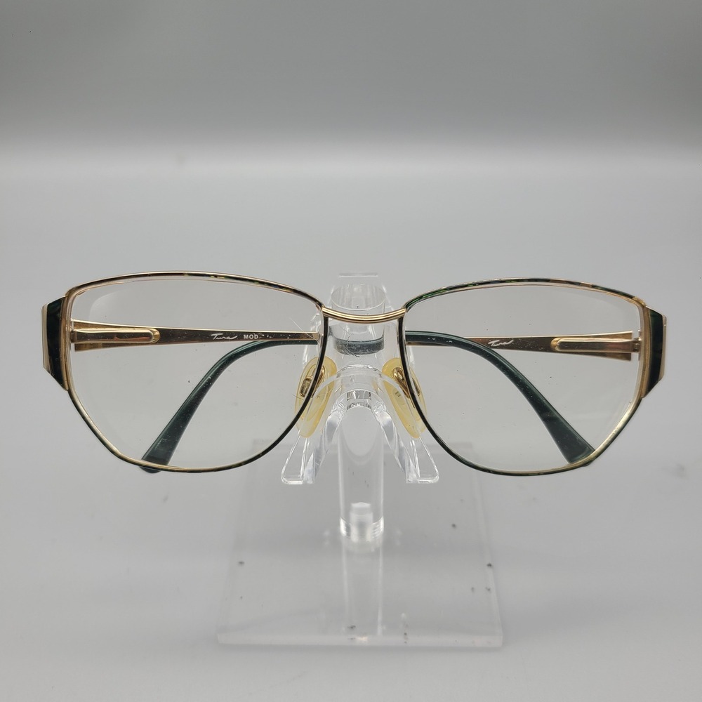 Tura Vintage Gold Green Marbled Eyeglasses Frames MOD 71 56-16 Womens
